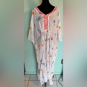 eShakti White Beaded Floral Coverup